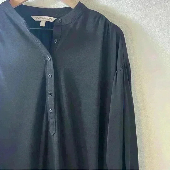 ELIZABETH AND JAMES Kohls Black Oversized Drop Waist Long Sleeve Dress Sz Small - Picture 3 of 12